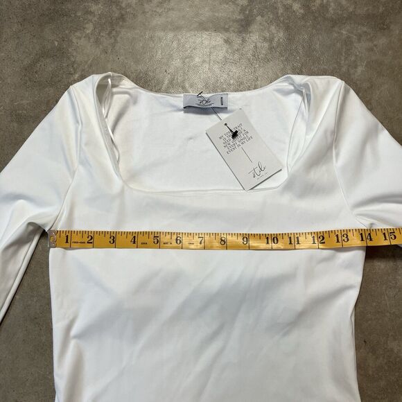 Stile Collection‎ Shirt Womens Medium White Square Neck Layering Top Basic - Picture 2 of 9
